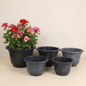 Pot de fleurs rond moderne en plastique pour jardin, fabriqué en PP de qualité supérieure, pot de pépinière moulé par injection à texture marbrée, vente en gros - Product Image 6
