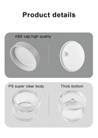 Pots en plastique PS ronds transparents de haute qualité avec couvercles, 10g, 20g, 30g, pour échantillons de maquillage, lotions, crèmes, onguents, baumes à lèvres et poudres