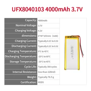 Li-Ionen-Batterie Factory Professional Batterie für kunden spezifische medizinische Geräte UFX8040103 4000mAh 3,7 V Tastatur batterie