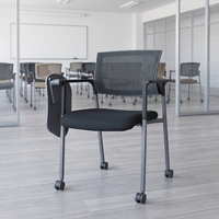 Chaise en maille moderne EAGLESEATING avec roulettes réglables en hauteur, table robuste et tablette d'écriture pour les réunions d'étudiants/d'équipe