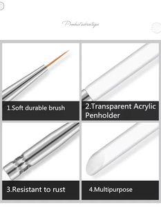 Pinceaux Liner Kolinsky – Lot de 3 avec Manche Transparent – Stylo de Peinture à Ongles en Cristal pour Fleurs, Acrylique, Gel UV, Extension, Dessin, Manucure – Vente en Gros - Product Image 6