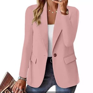 Nuovo Elegante Blazer da <span class=keywords><strong>Donna</strong></span> Monocolore a Maniche Lunghe con Bottone Singolo per Ufficio, <span class=keywords><strong>Abbigliamento</strong></span> Professionale Femminile - Product Image 2