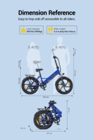 Bicicleta Eléctrica Plegable HillMiles Mile2 en Stock en la UE, Motor de 250W, Batería Grande de 13Ah, Neumáticos Gruesos de 20x3.0, Bicicleta Eléctrica para Servicio de Entrega de Comida