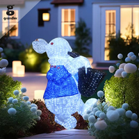 Lámpara Decorativa de Jardín con Diseño de Conejo 3D, Marco Metálico Grande, Luces LED, para Exteriores, Precio de Fábrica