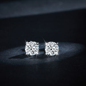 Boucles d'oreilles clous en moissanite plaqué rhodium, forme boule, design simple et élégant, 6,5 mm, pour homme - Anniversaire, Fiançailles - Product Image 2