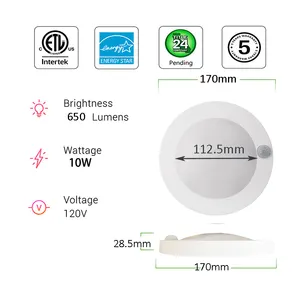 ETL PIR Motion Sensor LED Ceiling Light 10W Medium Base Dusk To Dawn LED Ceiling Light Auto On Off Night Light For Walkway