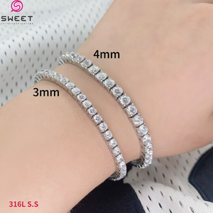 316L thép không gỉ 3mm 4mm AAA + Zircon chuỗi hợp thời trang hip hop <span class=keywords><strong>CZ</strong></span> Tennis Vòng đeo tay cho nam giới phụ nữ - Product Image 4