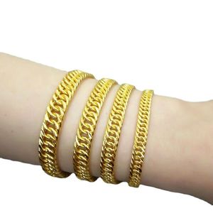 Xinfly Classic 24K Gold Miami Hand Cuban Link Chain Bracelet <b>for</b> <b>Men</b> Women Dainty Heavy <b>for</b> Wedding Party Gift Christian Symbol - Product Image 2