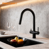 Robinet de cuisine moderne en laiton pour hôtel, avec cartouche céramique, eau potable directe, bec flexible extractible, eau chaude/froide, à poser sur comptoir