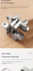 Zinklegierung Chrom-Finish Verdecktes 180-Grad-Scharnier für Schwerlastanwendungen, Kommerzielles 3D-Verstellbares Unsichtbares Türscharnier für Küche und Krankenhaus - Product Image 3