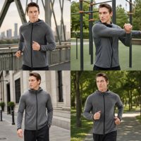 Veste technique robuste grise pour homme à capuche, coupe ajustée, zippée, pour l'entraînement et le sport, idéale pour la randonnée, OEM