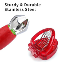 Coupe-fruits multifonctionnel manuel en plastique PS et acier inoxydable, robuste et durable, éplucheur de fraises, compatible lave-vaisselle