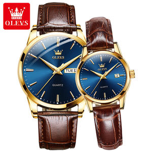 Olevs – montre à Quartz pour hommes et femmes, horloge de sport, robe, montre-bracelet en Faux cuir pour hommes et femmes, cadeau de Couple 6898, 2 pièces, 2020 - Product Image 1