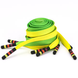 Tali Sepatu Sneaker dengan Logo Cetak Kustom, Gradasi Kuning-Hijau, Poliester, Datar, dengan Ujung Logam - Product Image 2