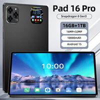 Pad 16 Pro 11-Inch MTK Octa Core Android 15 Tablet 16GB+1TB 108MP 8000mAh 5G Dual SIM WiFi GPS Navigation for KIDS
