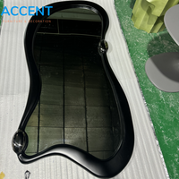 Espejo de FRP con Diseño Ondulado, Asimétrico, en Forma de Gota de Agua, Negro Mate, Minimalista, de Pared, Estilo Moderno de Mediados de Siglo, de Lujo, para Tienda de Ropa