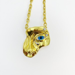 Diseño exagerado Sense Niche Retro Personalidad <span class=keywords><strong>Cadena</strong></span> de clavícula Moda Retro Media cara Máscara Ojo del diablo Colgante Collar - Product Image 6