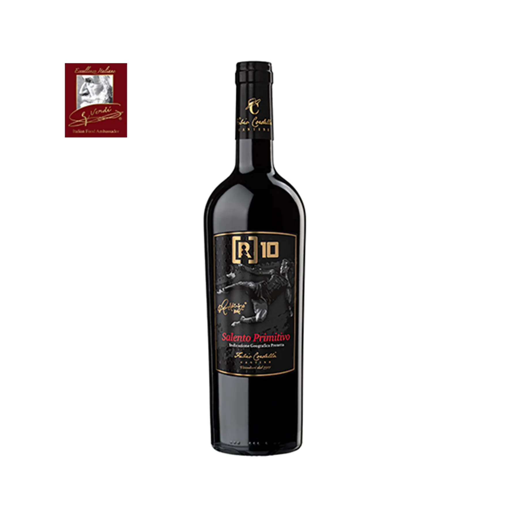 Ronaldinho [R]10 Italienischer Rotwein Primitivo 750ml Flaschen Der Wein von Champion GVERDI Selection Made Italy Wein
