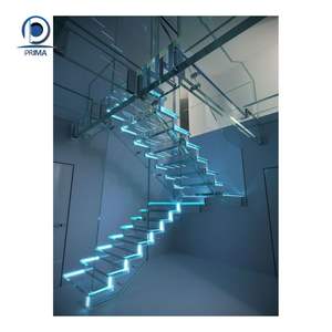 PRIMA <span class=keywords><strong>Escaleras</strong></span> rectas modernas <span class=keywords><strong>para</strong></span> villas Seguro y duradero con opciones personalizadas Barandilla <span class=keywords><strong>de</strong></span> vidrio y escalones Viga recta <span class=keywords><strong>de</strong></span> acero - Product Image 3