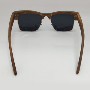 Lunettes de soleil en bois personnalisables, portables, demi-cerclées, monture en noyer, verres carrés, cadeaux de fête - Product Image 3