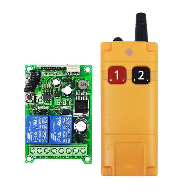 2 Channels Universal ON/OFF RF Switch Wireless 433mhz Remote Control Garage Door Receiver Metal Construction 50m Range Century 2