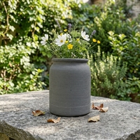 Vase en résine de pierre à texture ciment gris foncé mat, pot de fleurs, décoration minimaliste nordique pour la maison, plante d'intérieur ou d'extérieur
