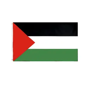 Promosi tidak ada MOQ siap dikirim 68D poliester cetakan layar sutra Palestina 3 * 5ft bendera dengan 2 grommet bendera