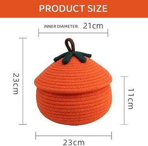 Panier de rangement multifonctionnel écologique en corde de coton tressée avec couvercle, organisateur de rangement décoratif polyvalent pour la maison - Product Image 2