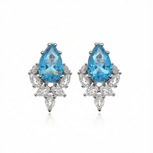 Orecchini a Perno WUDENG con Topazio Blu in Argento Sterling 925, Forma a Pera, Gioielli alla Moda per Donne - Product Image 1