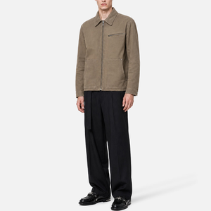 Wholesale Men Multi Pocket <b>Canvas</b> <b>Work</b> <b>Jacket</b> Custom Logo Collared Zip Up Streetwear Utility Outerwear - Product Image 1