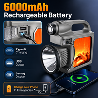 Lanterne de camping à flamme simulée W5160A, projecteur solaire LED, charge rapide Type-C, sortie USB rechargeable, 1700 lumens, 6000 mAh