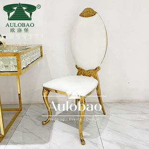 เก้าอี้แต่งงานสแตนเลสสีทองหรูหราด้านหลังสูงทันสมัย - Product Image 2