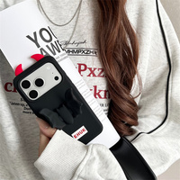 Casing Ponsel iPhone 18 17 Pro Max 16 15 14 13 Motif Sayap Kelelawar Tanduk Setan Merah Gothic Y2K Keren Gelap, Bahan Silikon Lembut Pelindung