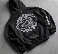 Sweat à capuche surdimensionné pour hommes, coupe-vent, avec impression graphique DTG personnalisée sur toute la surface, style streetwear, poignets ajustables, vente en gros