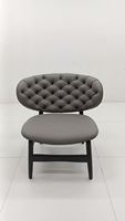 Fauteuil moderne en cuir capitonné avec pieds en bois, chaise longue rembourrée en éponge douce, meubles de salon pour la maison