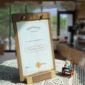 Walnut Wood Vertical Table Card Menu Display Stand Solid Wood Price Sign Holder Customized Wooden Table Tent for Desktop - Product Image 2