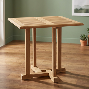 Mesa de Centro Plegable Cuadrada de Estilo Moderno para Exteriores, Madera Maciza de Teca Duradera, Cojín No Impermeable, para Comedor, Playa, Sala de Estar, Parque - Product Image 3