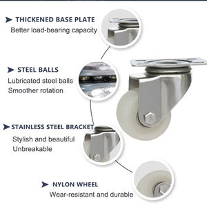 ספק סיני גלגלי פלדת אל-חלד מסתובבים עם ליבה מניילון PA בקוטר 1.5 אינץ' ו-2 אינץ' באיכות גבוהה עם התקנה בהתאמה אישית - Product Image 5