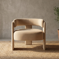 [Stock US] Fauteuil d'appoint moderne en velours, chaise de loisirs de luxe rembourrée avec dossier haut et pieds en bois pour salon, chambre et salle à manger