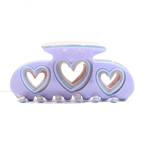 Pinzas de Pelo con Forma de Corazón en Color Caramelo, Acetato Hueco, 8x4x5cm, con Pedrería, Estilo Coreano, Accesorios para el Cabello, Personalizables - Product Image 1