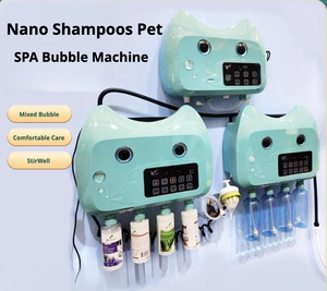 Machine à bulles de bain automatique pour chat et chien SPA en plastique avec 4 flacons Produits de toilettage pour animaux de compagnie Nettoyage de la salle de bain Shampoing en caoutchouc - Product Image 5