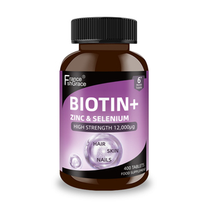 Fabricant en gros de compléments alimentaires à base de biotine, zinc et sélénium pour la santé des cheveux, de la peau et des ongles, 400 comprimés de biotine, zinc et sélénium - Product Image 1