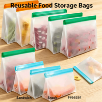 Sacs de conservation alimentaire réutilisables en PEVA, sacs refermables en silicone avec fermeture éclair pour fruits, légumes, viande, restes, qualité alimentaire, adaptés au congélateur
