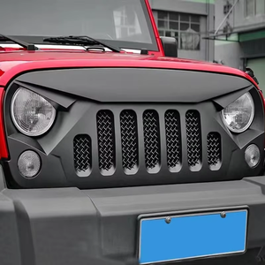 Grille avant ABS avec maille noire mate, grille de pare-chocs avant style « <span class=keywords><strong>Angry</strong></span> Face » pour <span class=keywords><strong>Jeep</strong></span> Wrangler JK JL 2007-2017. - Product Image 2