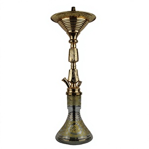Cachimba Egipcia Auténtica Khalil Mamoon de 86 cm con Acabado Dorado, Núcleo de Latón Sólido y Bandeja Ancha - Product Image 1