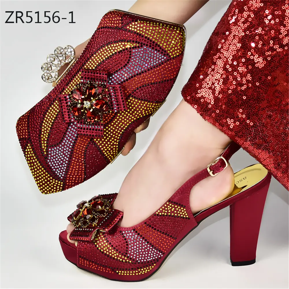 African style red color Big size Italian matchingshoes and bag set so beautiful shoes bags