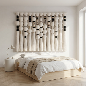 Decorazione da <span class=keywords><strong>Parete</strong></span> in Macramè Boho Personalizzata con Corda <span class=keywords><strong>di</strong></span> Cotone e <span class=keywords><strong>Perline</strong></span> in Legno, Nome Personalizzato per Compleanno e Anniversario - Product Image 1