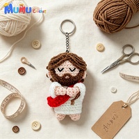 Pendentif de voiture en crochet fait main personnalisé, figurine Amigurumi à cheveux bouclés avec carte de prière pour décoration de voiture - Vente en gros