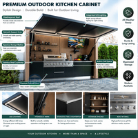 Cuisine extérieure moderne sur mesure de 3 m, îlot de cuisine BBQ modulaire en acier inoxydable 304, OEM