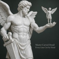 Fontaine personnalisée en marbre avec statue de dieu ailé Astutia, éclairage RGB/laser, étanche IP68, petite figurine de dauphin pour hôtel, place publique, jardin